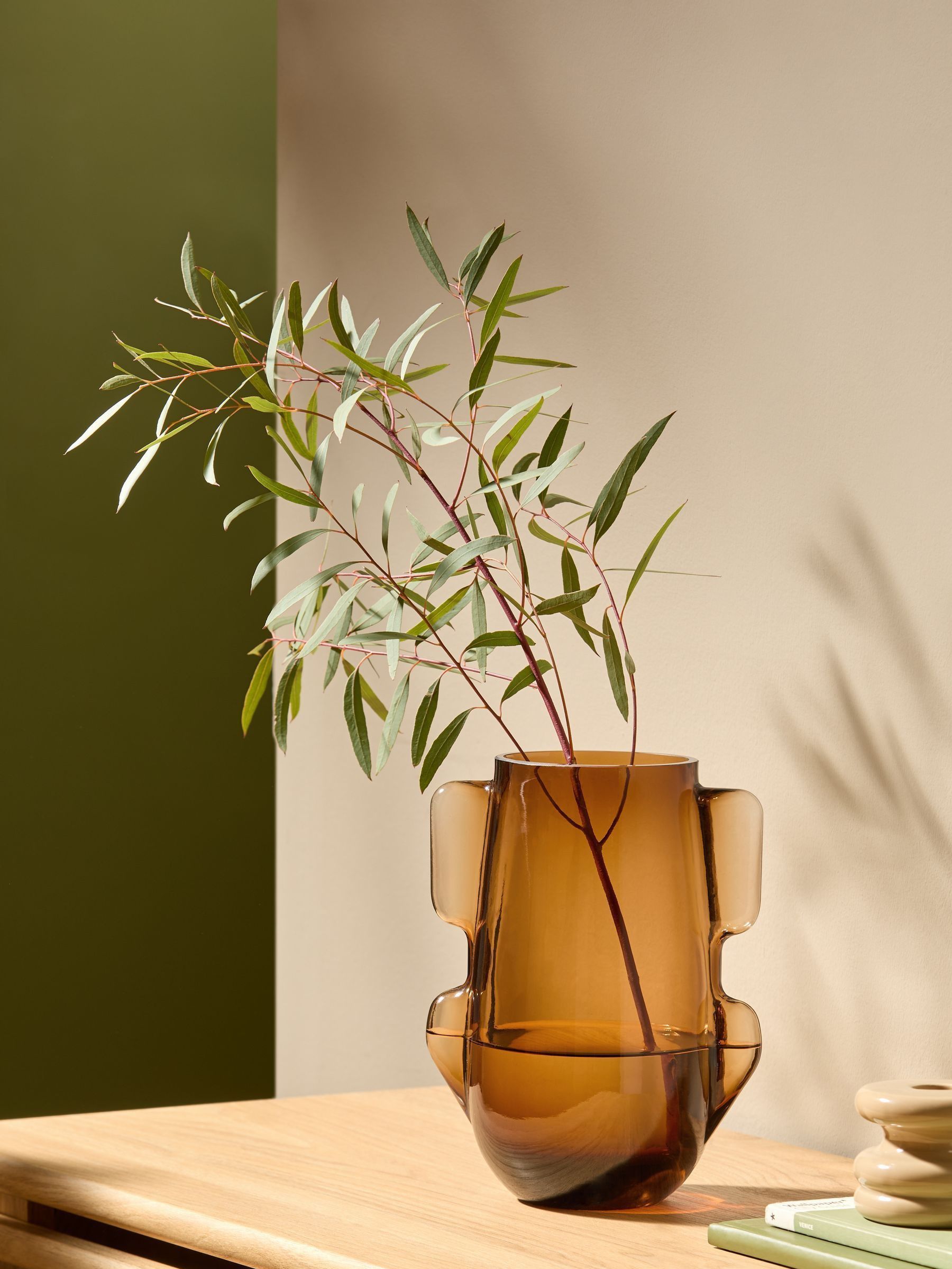 Mira Glass Vase In Brown
